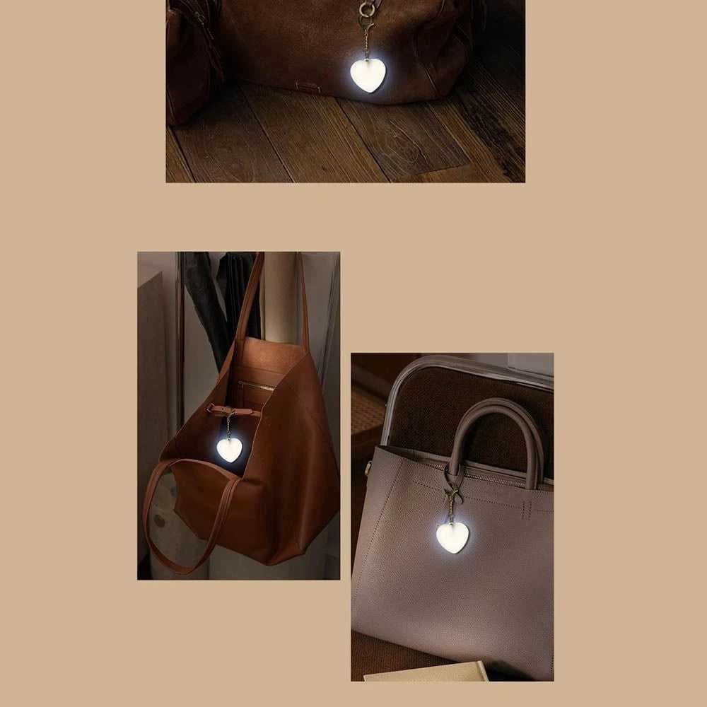 2x Rechargeable Heart Shape LED Light - Touch Sensitive Bag Keychain Flashlight