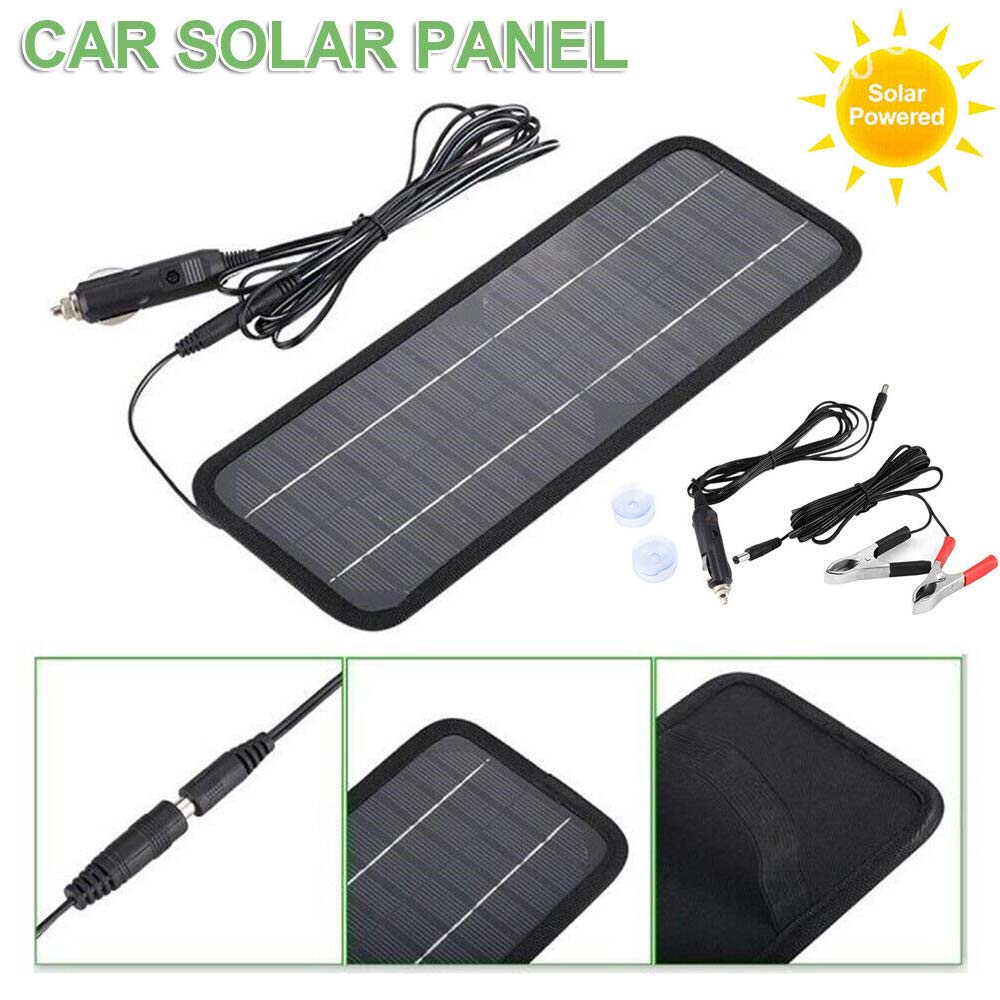 5W 12V Portable Solar Panel Trickle Charger Car Battery Maintainer for Boat RV