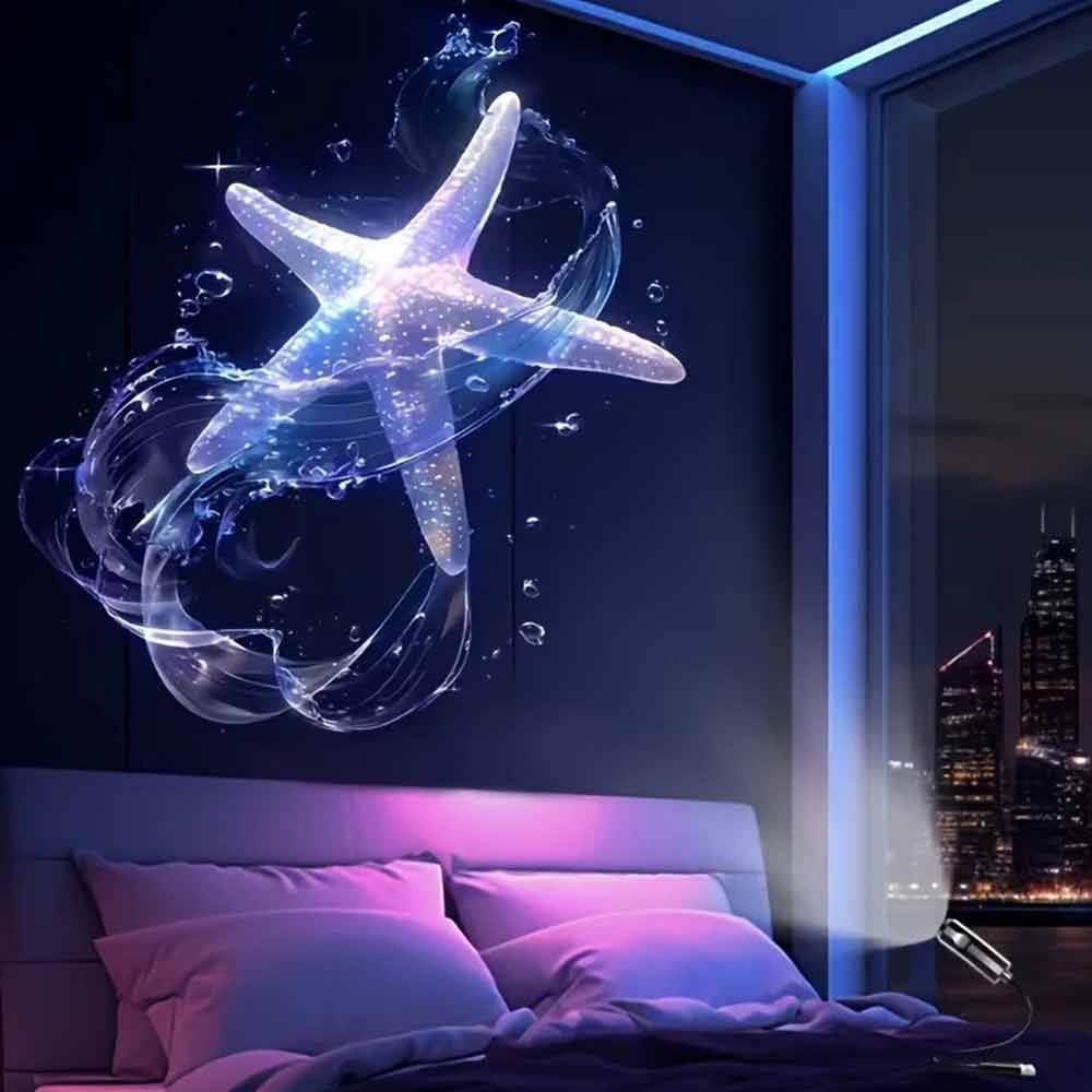 USB LED Projector Night Light – 6 Patterns Whale Jellyfish Butterfly, Adjustable