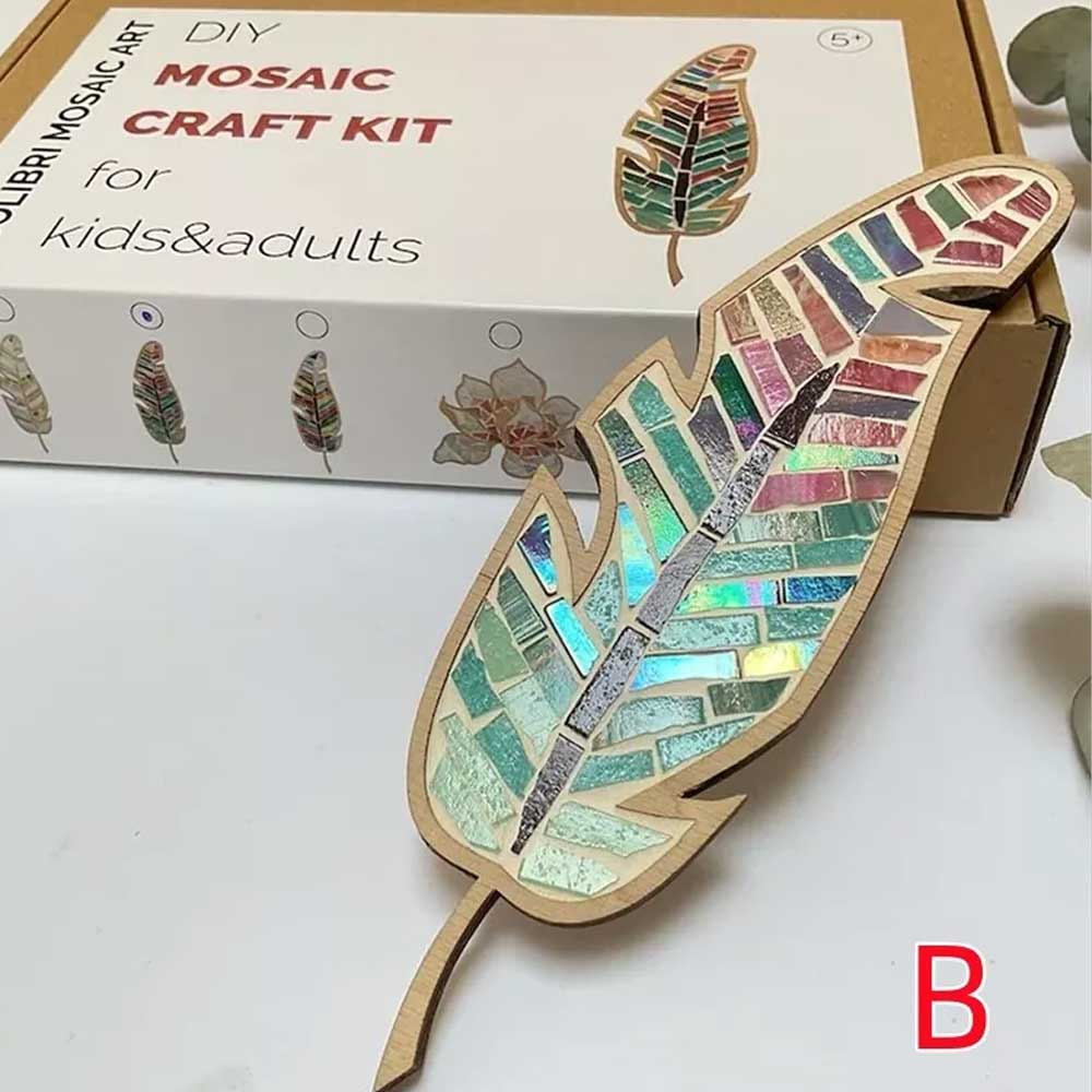Stained Glass Mosaic Feather Art Crafts Making Kit DIY Mosaic Craft Kit for Kids & Adults