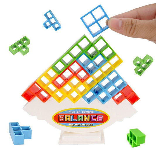 16PCS W/ holder Tetra Tower Game Stacking Blocks Balance Puzzle Assembly Bricks gift