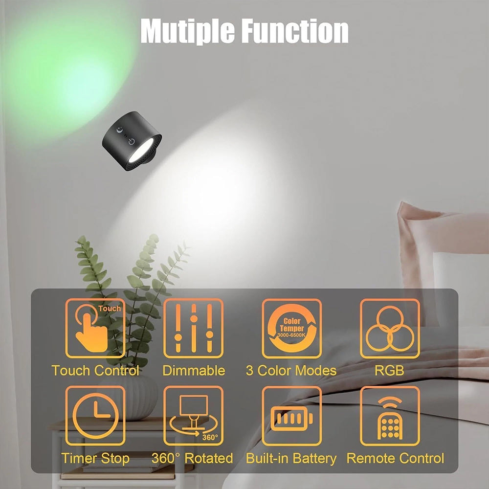 Rechargeable RGB LED Wall Sconce Lights - Magnetic Remote Night Lamp