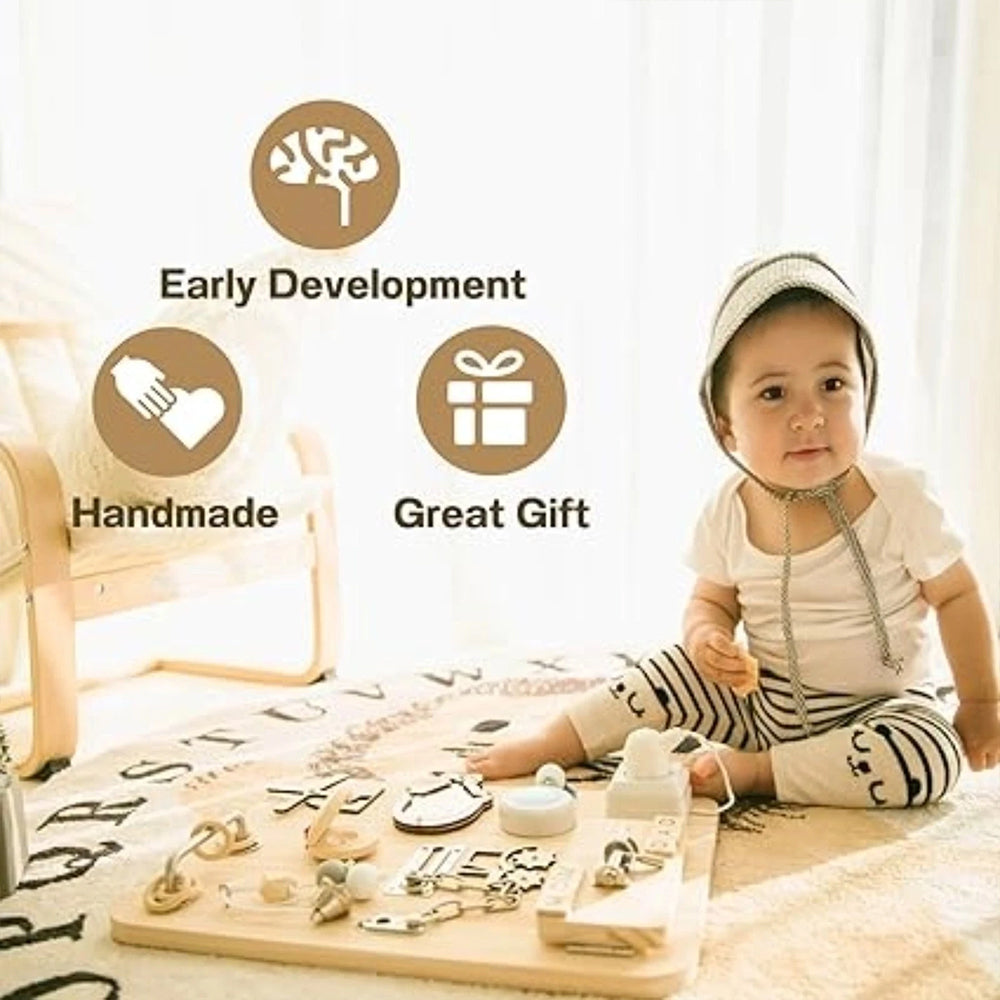 Montessori Busy Board - Educational Fidget Sensory Activity Board for Early Development
