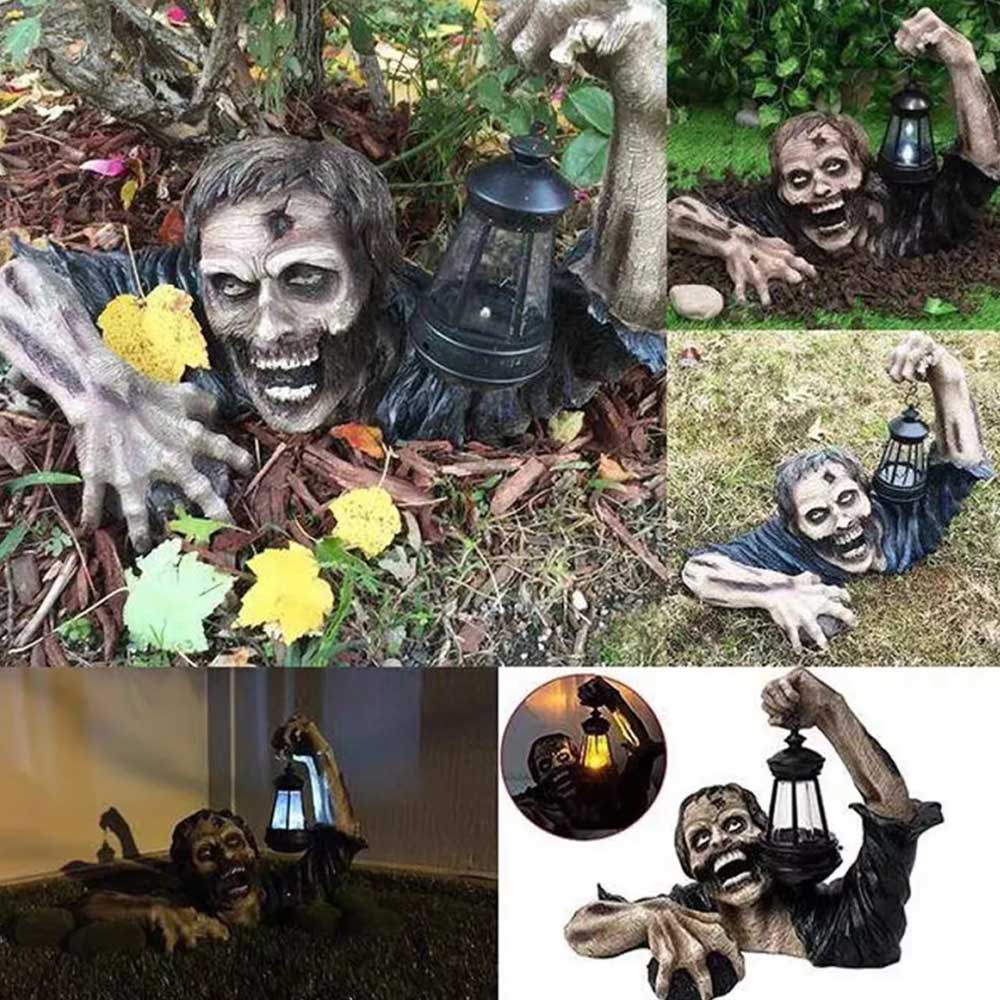 Ground Breaking Zombie Skeleton Prop Lantern Garden Decor CG Book week Party