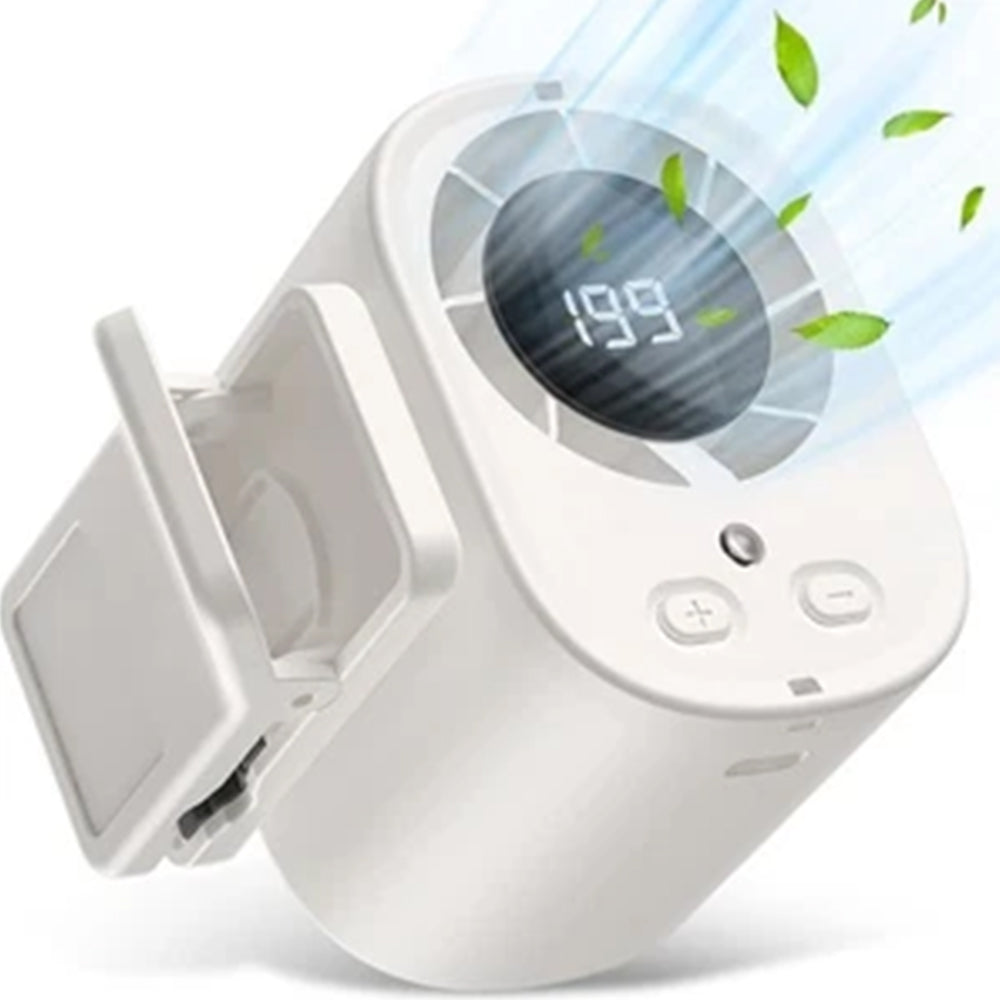 Car Clip Fan – 360° Rotation USB Air Conditioner Fan with LED Display, 2000mAh