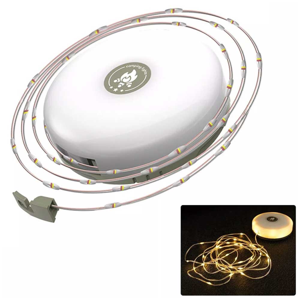 Stowable String Warm Light 10m Outdoor Portable Waterproof Camping String Lights
