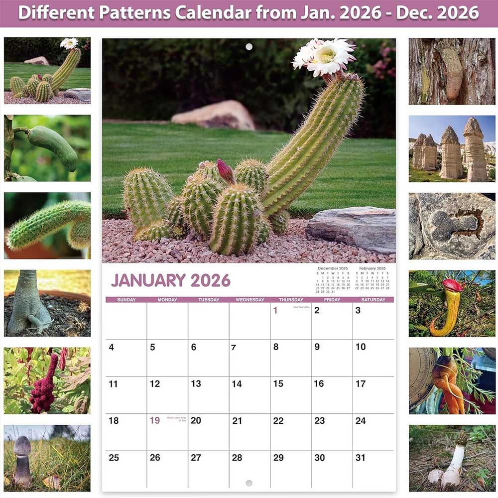 2026 Nature's D*ck Pics Wall Calendar - Funny Gag Gift with Monthly View