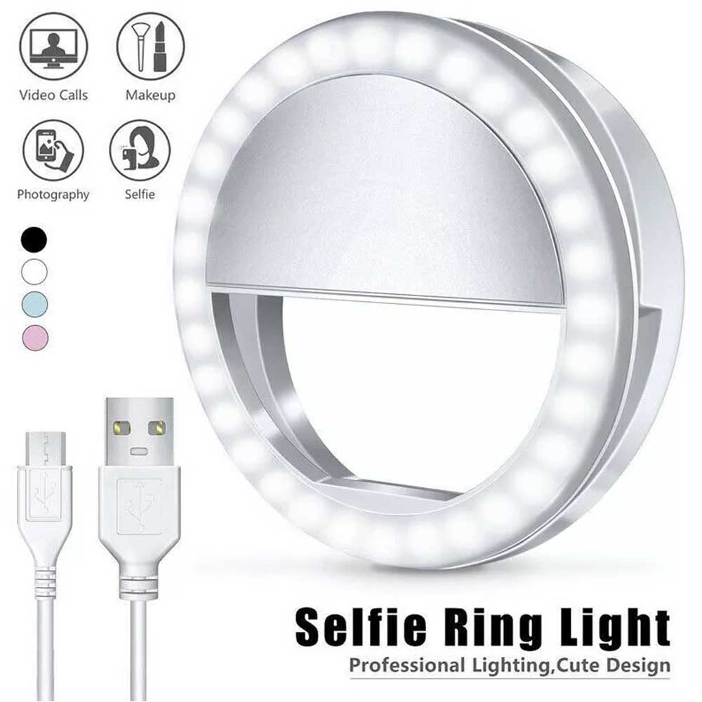 Selfie LED Light Ring Flash Clip Rechargeable Camera For Phone & iPhone Tablets