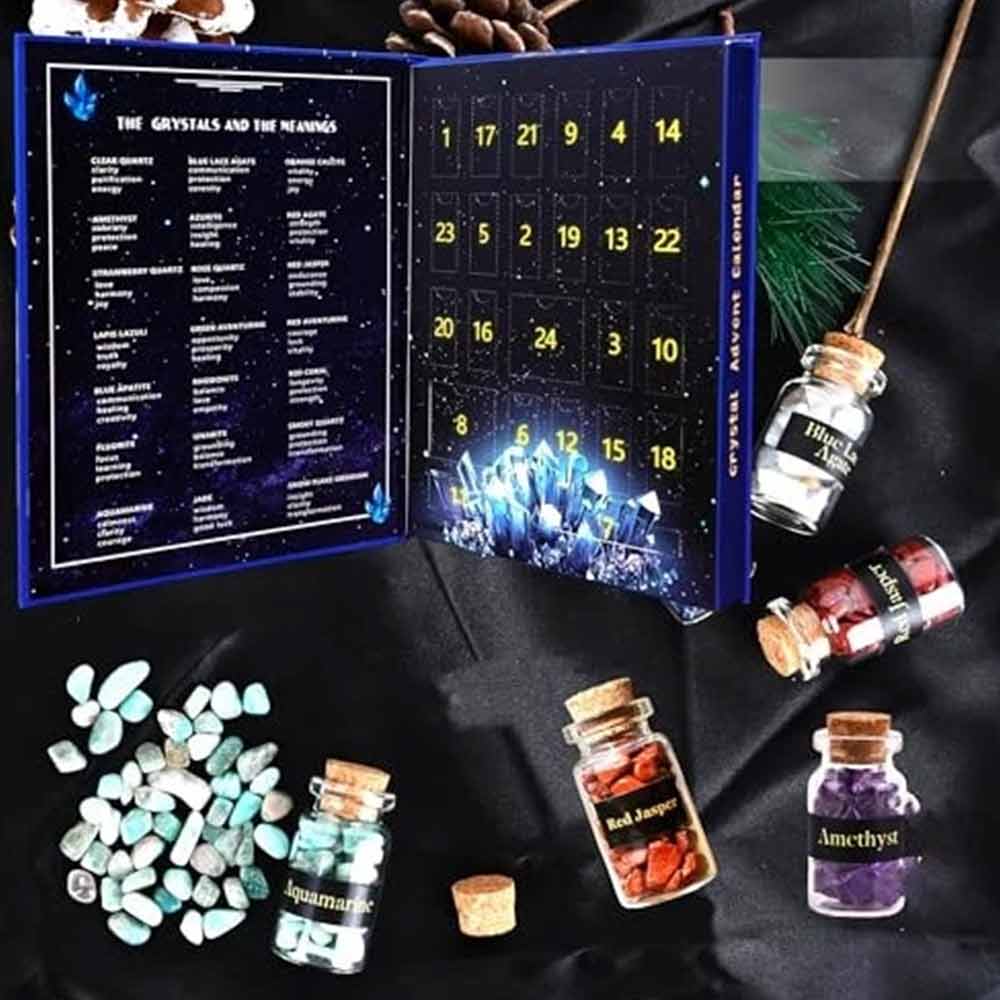 24-Day Crystal Advent Calendar – Natural Gemstone & Chakra Stone Countdown 2026