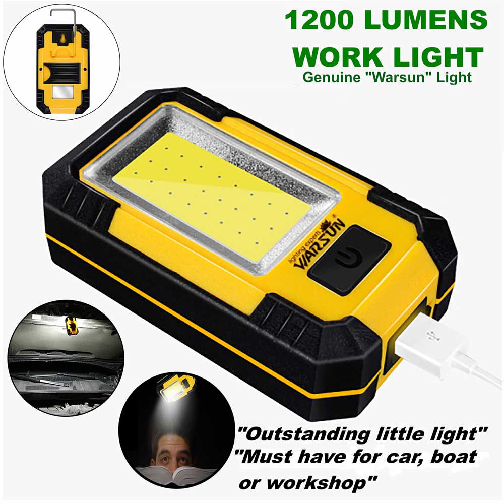 Work Light RECHARGEABLE COB LED Workshop Workbench Magnetic Mechanic Boat 1200Lm