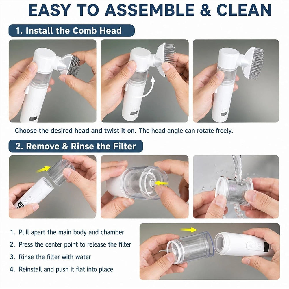 Electric Pet Flea Comb – 2-in-1 Rechargeable Detangling Brush & Lice Comb