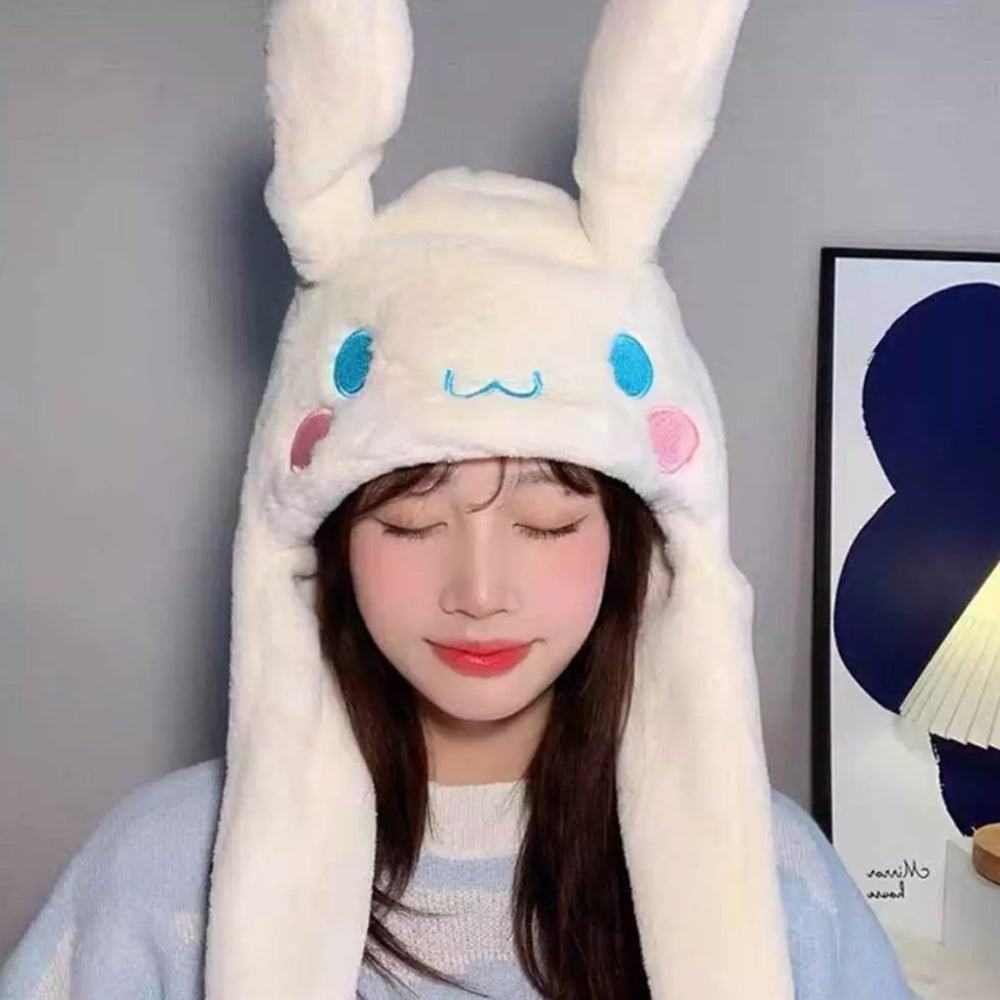 Soft Plush Cap Cute Cinnamoroll Moving UP Ears Hat Cosplay Girl Xmas Gift