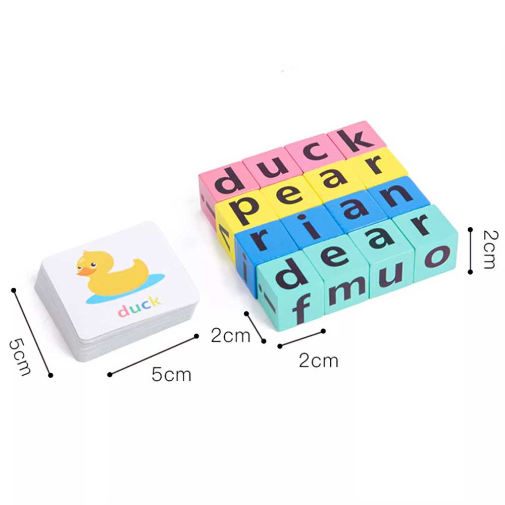 16Bricks Montessori English Words Spelling Game Educational Toys Wooden Crossword Puzzles