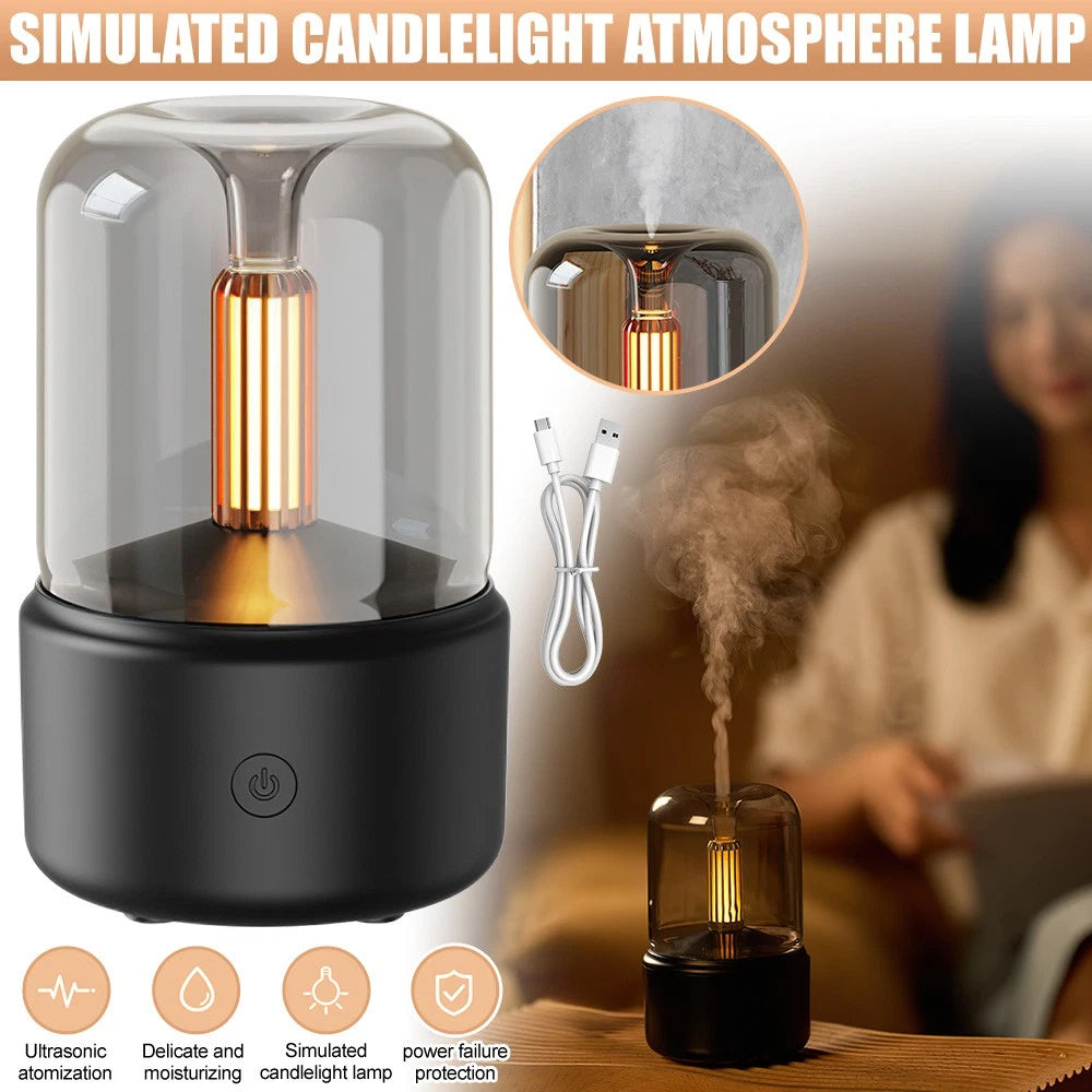 Black Vintage USB Candlelight Aroma Diffuser - 120ml Essential Oil Humidifier