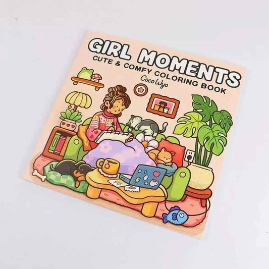 Girl Moments Coloring Book – Cute Cozy Daily Scenes for Adults & Teens
