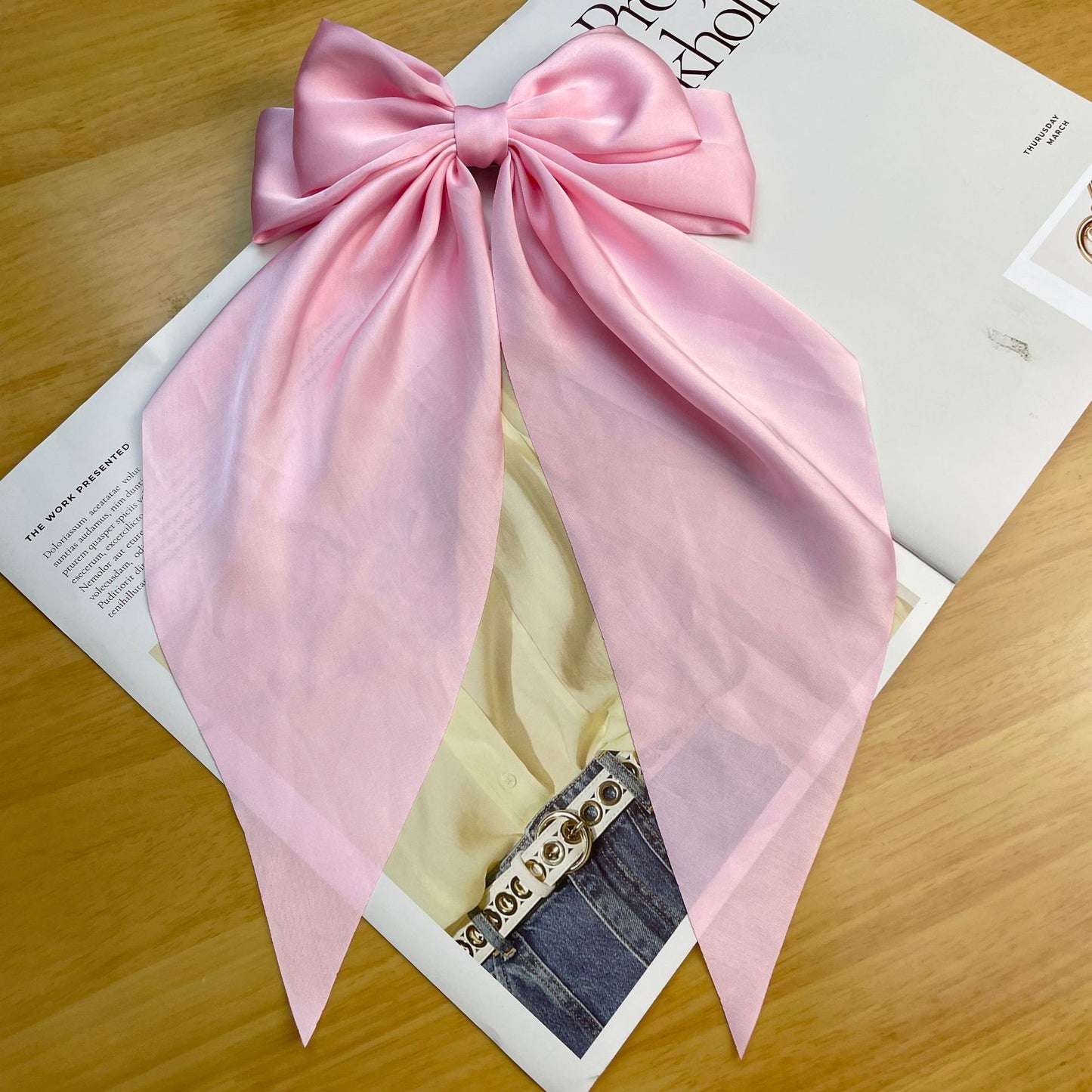 Large Bow Hair Clip – Satin Ribbon Barrette for Women & Girls, Hairpin Headwear