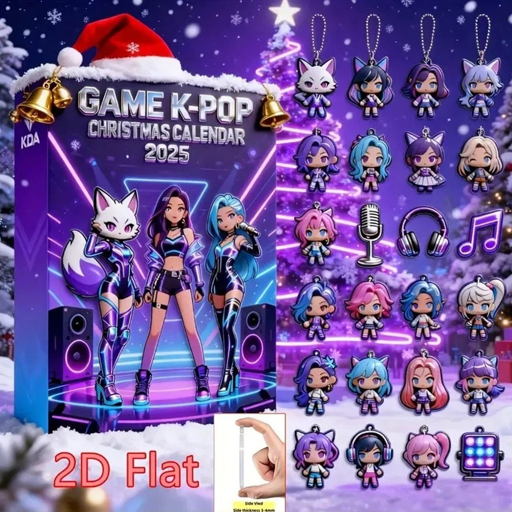 2025 Kpop Demon Hunters Advent Calendar 2D Acrylic- 24-Day Keychain Pendant  Xmas Countdown
