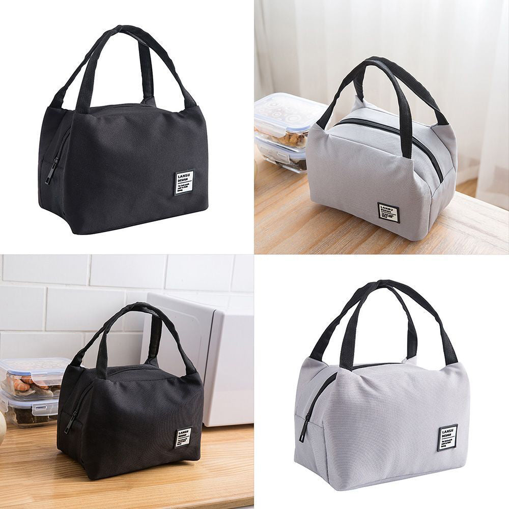 Oxford Cloth Zipper Handbags Food Storage Lunch Box Picnic Pouch Lunch Bag