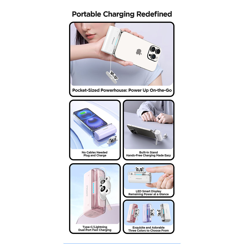 Pisen 22.5W Mini 5000mAh Cable-Free Power Bank – Tiny Fast Charger, CCC Certified
