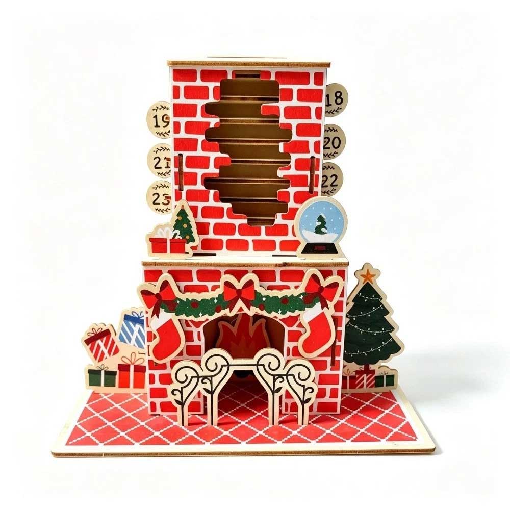 24-Day Santa Chimney Advent Calendar – Wooden Christmas Countdown Puzzle