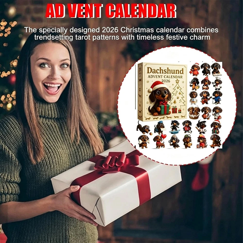 24-Day Dachshund Advent Calendar – Acrylic 2D Ornament Christmas Countdown