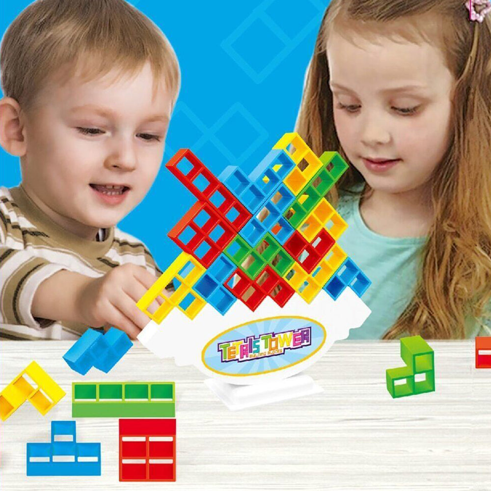 16PCS W/ holder Tetra Tower Game Stacking Blocks Balance Puzzle Assembly Bricks gift