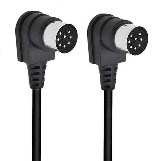 Dual 90° Angle 8-Pin DIN Plug to Male Speaker Audio Cable – 1m