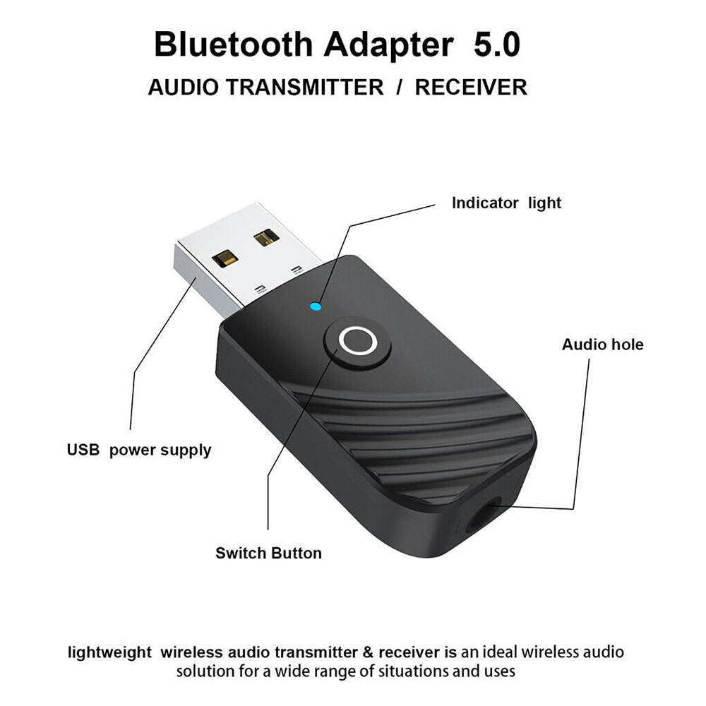 Wireless Bluetooth5.0 Adapter AUX Audio Stereo Receiver Music Speaker Transmitter