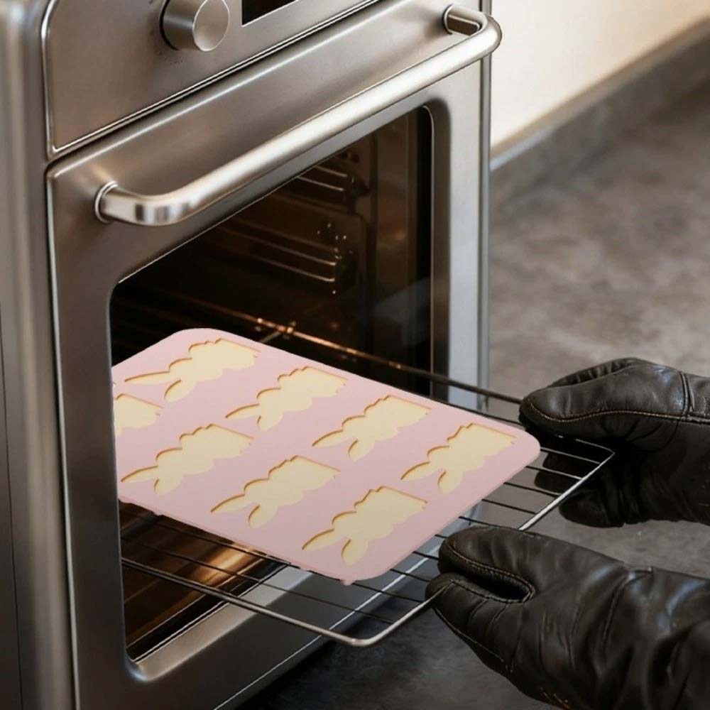 8 Grid Easter Bunny Baking Mold - Food Grade Silicone Baking Tray for Easter Treats