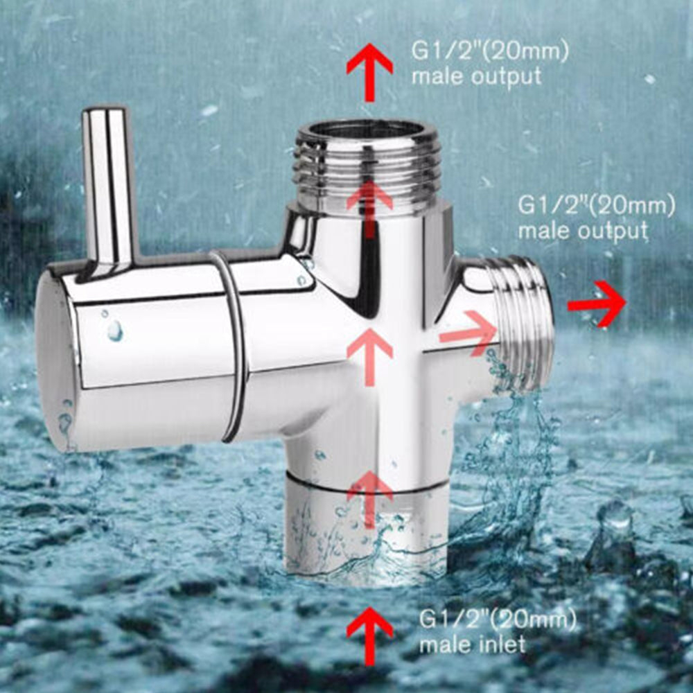 3 Ways 1/2 Showe-r Fauce-t Water Splitter Showe-r Valve Diverter Nozzle Adapter