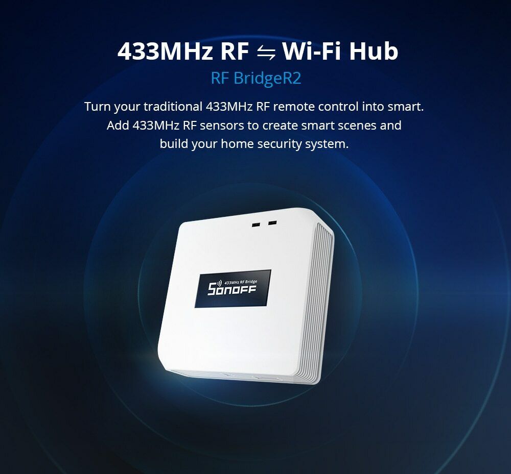 SONOFF RF Wireless Bridge R2 Gateway 433MHz Smart Remote Controller Smart Scenes