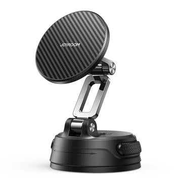 Foldable Magnetic Car Phone Holder with Suction Cup Base, Strong Magnet Stable Mount for Dashboard & Windshield – Black