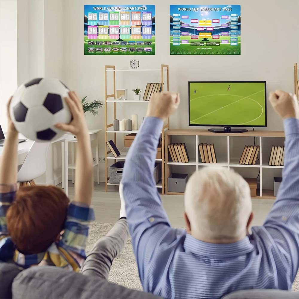 2026 World Cup Football Wall Chart – 2 Pcs Schedule Poster 60×90cm for Soccer Fans