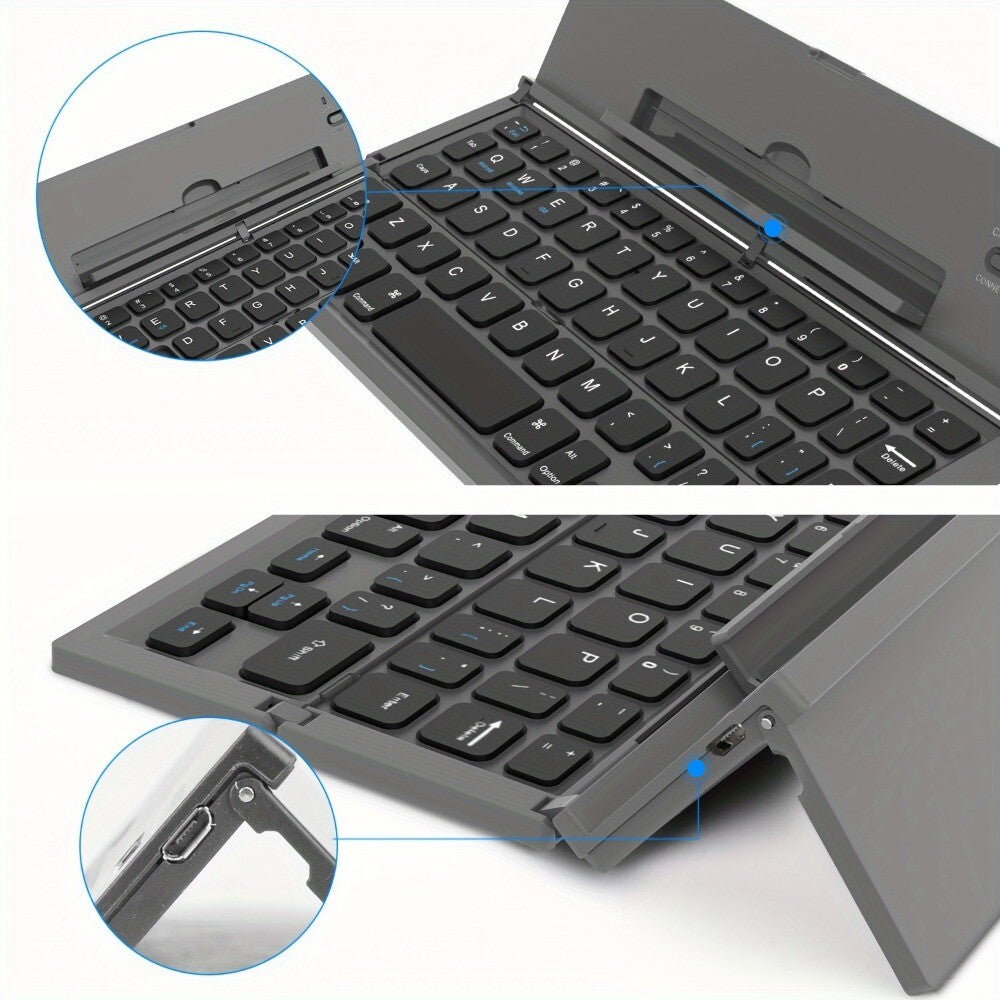 Portable Folding Wireless Bluetooth Keyboard for Tablet Laptops and Smartphones
