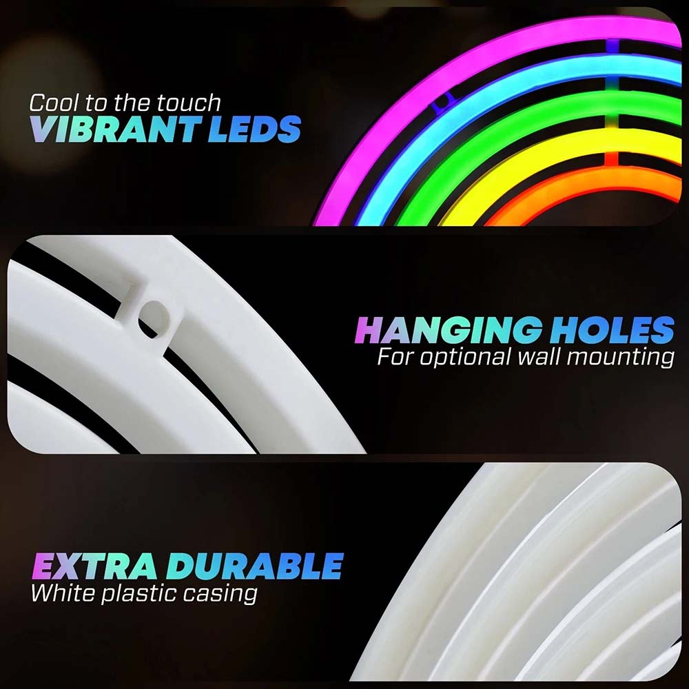 Rainbow LED Neon Light Stand - Colourful Wall Desk Lamp Room Decor