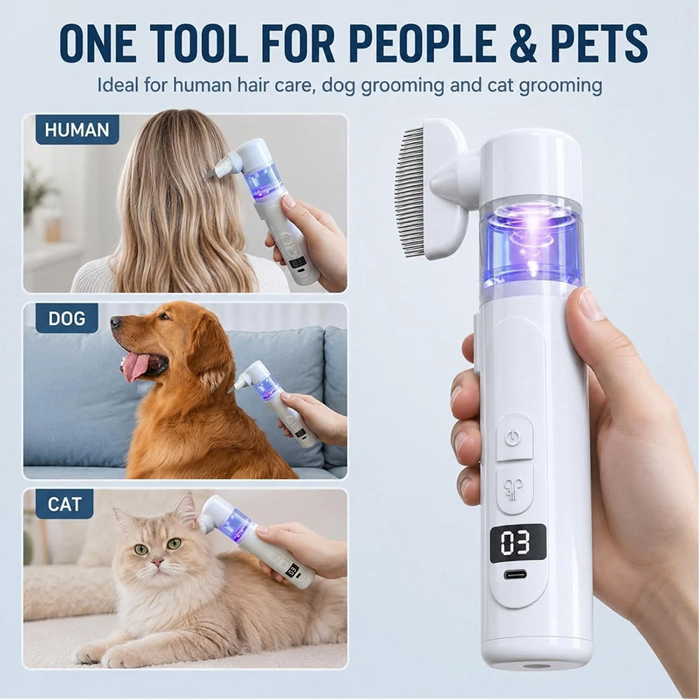 Electric Pet Flea Comb – 2-in-1 Rechargeable Detangling Brush & Lice Comb