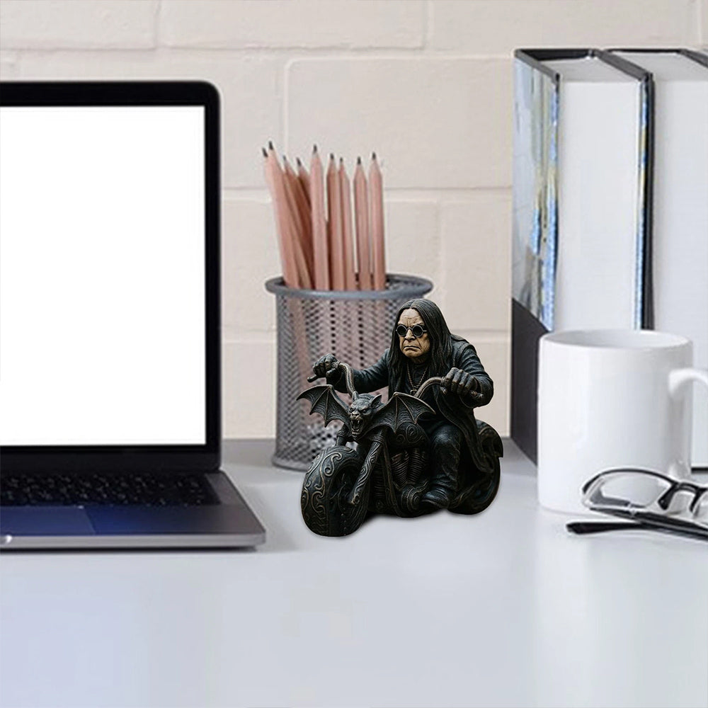 Retro Ozzy Motorcycle Rider Statue Figurine Desk Fans Decor