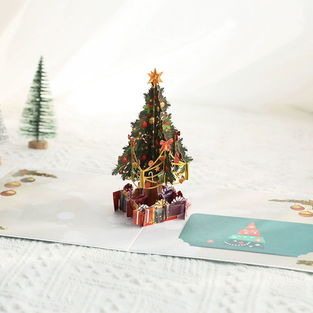 3D Pop-Up Christmas Tree Card – Festive Greeting Card with Display-Ready Design