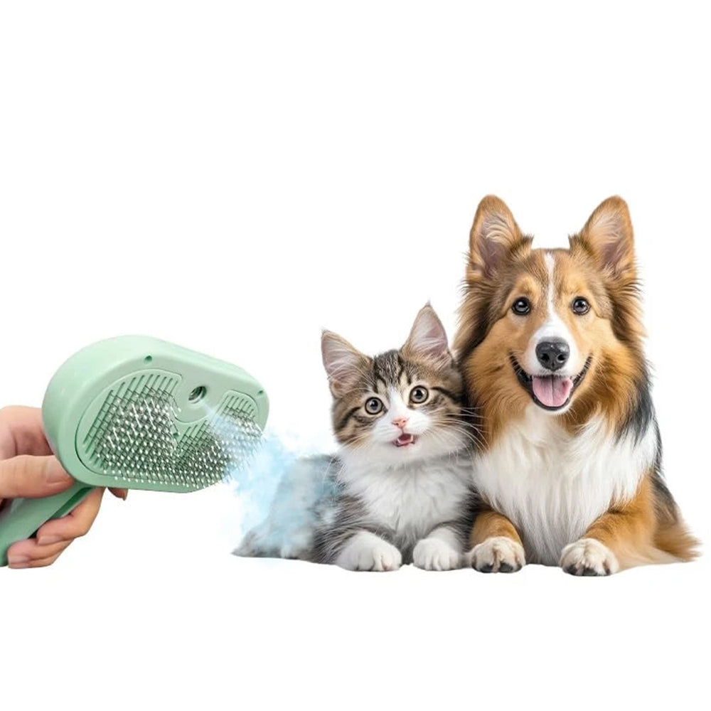 Cat Steam Brush – 3-in-1 Self-Cleaning Pet Grooming Brush for Shedding