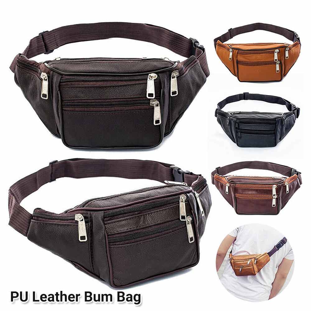 Money Pouch Sports Travel Waist Belt Wallet Bum Bag Leather Fanny Pack Unisex