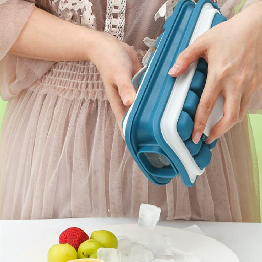 2 In 1 Portable Silicone Ice Ball Maker Foldable Ice Cube Tray Bar Kitchen Tool