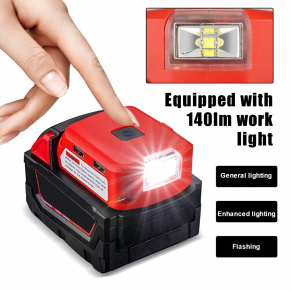 Dual USB Port Phone Charger Adapter Li-ion Battery Fit Milwaukee 18V/20V Battery