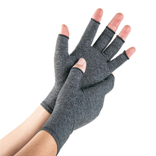 Pair of Fingerless Arthritis Hand Support Compression Gloves Half Finger