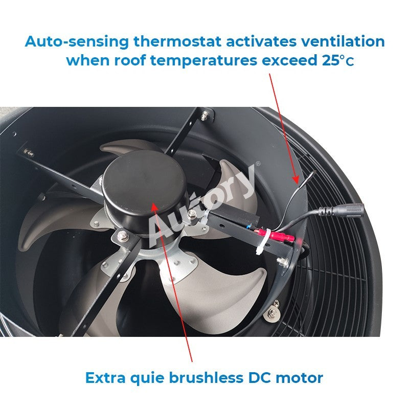 Autory Wireless Solar Roof Vent Fan – 320mm Remote Control Ventilation, Hybrid Power
