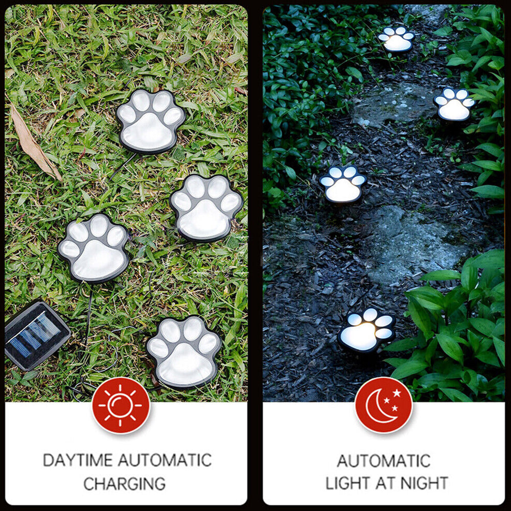 4 Paw Print Solar Outdoor Lights Cat Puppy Animal Garden Lights Path Patio Yard Paw lamp