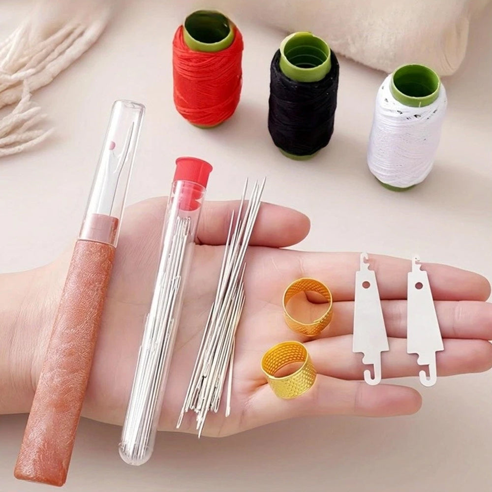 37Pcs All-in-One Sewing Kit Portable Needle & Thread Set Hand Repair, Embroidery & Craft Tools for Beginners to Pros