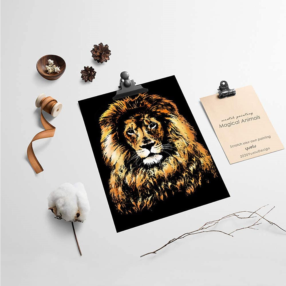 4PCS Scratch Art Rainbow Paper A4 for Adults and Kids DIY Art Craft Painting Scratchboard