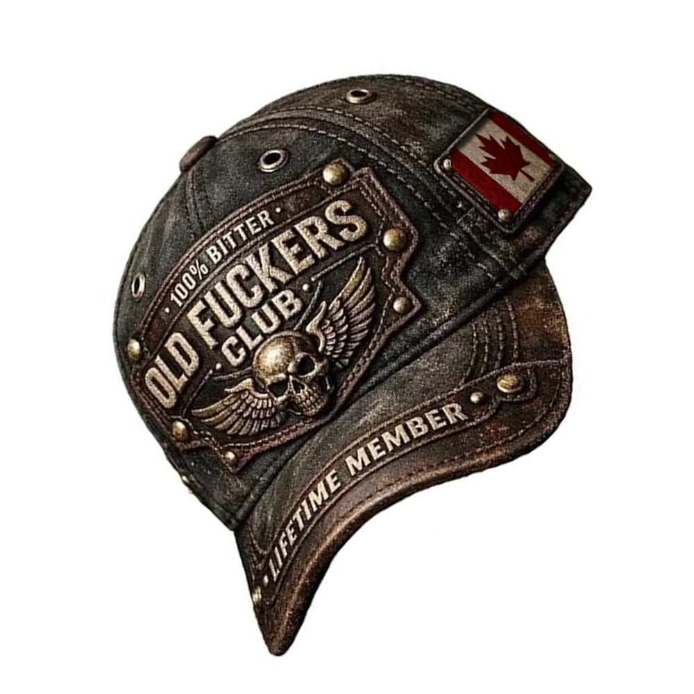 Old F*ckers Club Vintage Baseball Cap - Adjustable Distressed Hat with 3D printed pattern