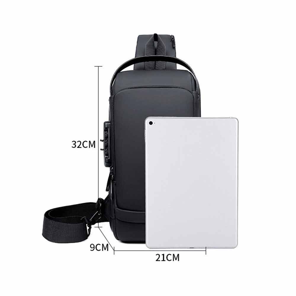 Men Sling Crossbody Bag Anti-theft Chest Shoulder Messenger Backpack USB Port