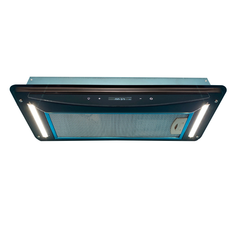 Flush mount caravan / rv / marine rangehood x 12v fan and led lights